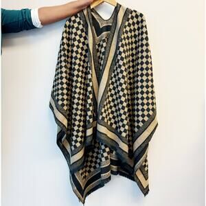 Checker Chic Ruana Wrap Shawl Brown